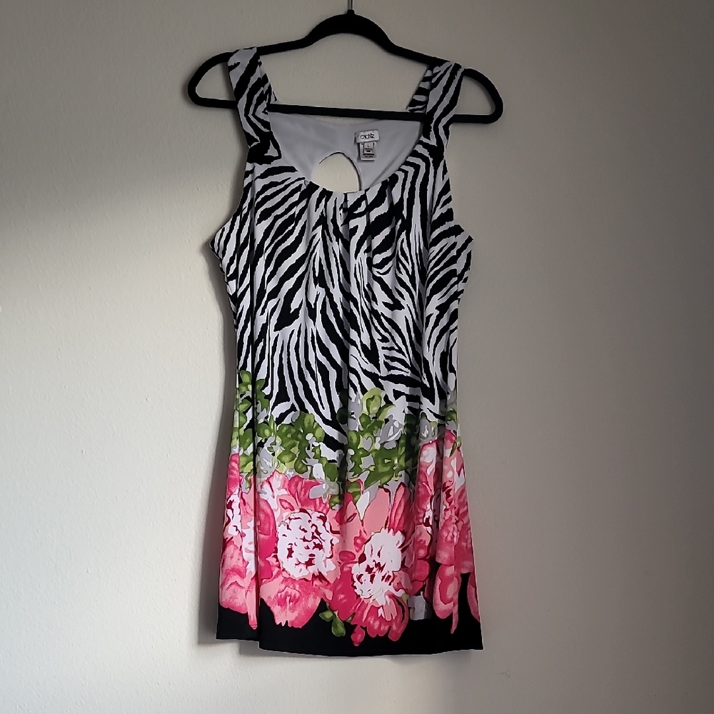 Y2K Cache Zebra Floral Dress Size Large